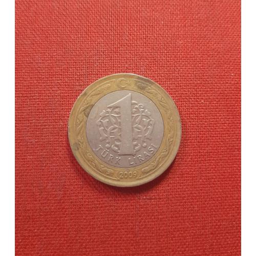 Турция 1 лира 2009г.Мустафа Кемаль Ататюрк (1-й Президент Турции)