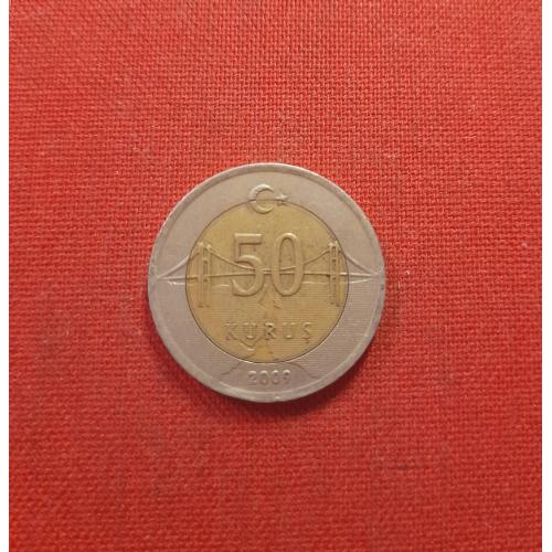 Турция 50 курушей 2009г.Мустафа Кемаль Ататюрк (1-й Президент Турции)