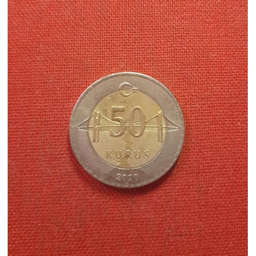 Турция 50 курушей 2020г.Мустафа Кемаль Ататюрк (1-й Президент Турции)