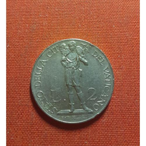 Ватикан 2 лиры 1930г. Пий XI, редкий год
