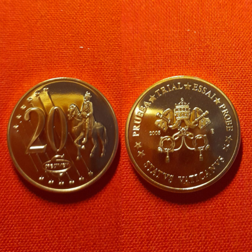Ватикан 20 евроцентов 2005г.30мм,пробные,SEDE.VACANTE,Вакантный престол, редкие