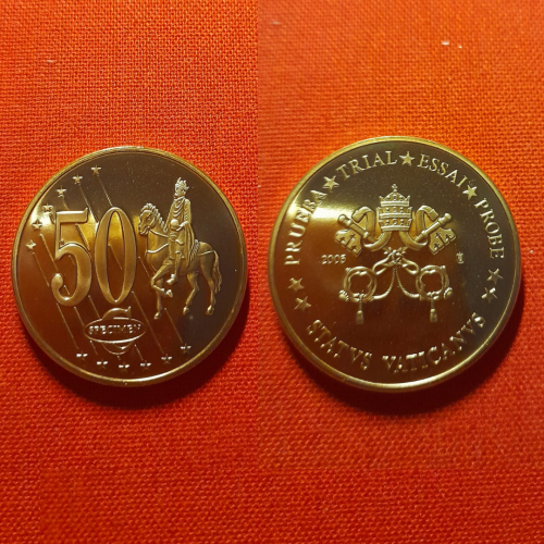 Ватикан 50 евроцентов 2005г.33мм,пробные,SEDE.VACANTE,Вакантный престол, редкие