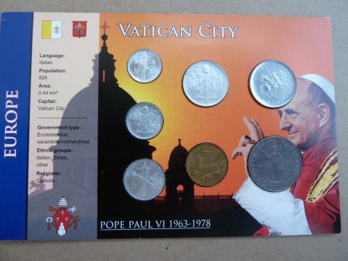 Ватикан набор из 7 монет 1963-1978гг. ,картон, UNC редкий