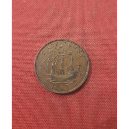 Великобритания ½ пенни 1945г.Георг VI (1937 - 1952)