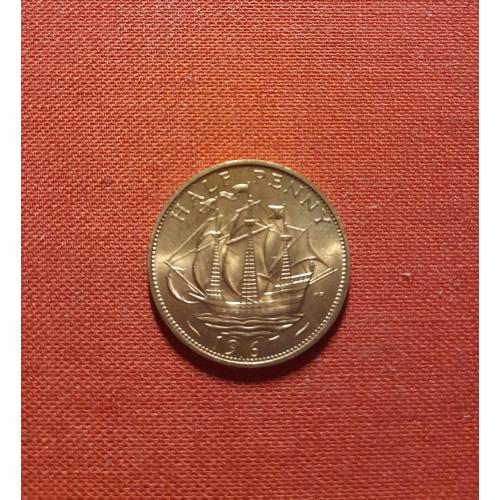 Великобритания ½ пенни 1967г. Елизавета II, Парусное судно, супер сохран