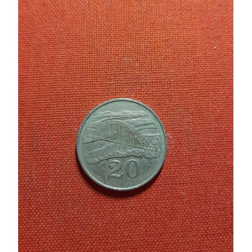 Зимбабве 20 центов 1989г.Мост Бирченоф (Зимбабве), редкий год