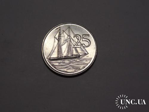 Каймановы острова 25 центов 1996 г. парусник