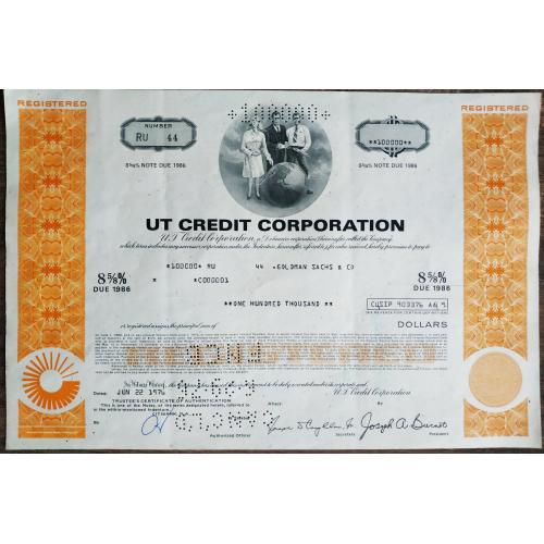 Акция США 1986 Share USA UT Credit Corporation Bond 100000