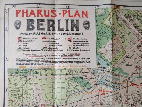 Берлин План 1920 год Pharus-plan Berlin mit vororten Германия Карта
