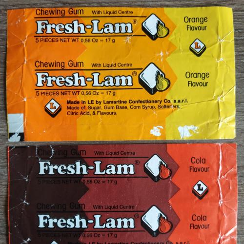 Фантик Этикетка Жевательная резинка Жвачка Chewing Gum Fresh-Lam Реклама