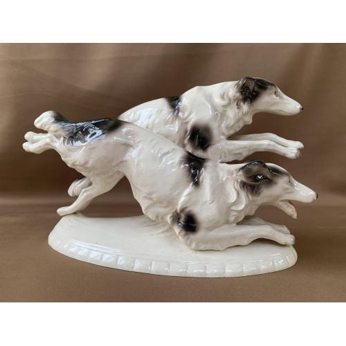 Фарфор Статуэтка Гончие собаки Германия Скульптурна композиція Пара гончих Порцеляна Німеччина