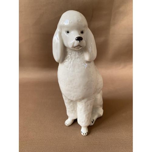 Фарфор Статуэтка Собака пудель Скульптурна композиція «Білий пудель» ЛФЗ 