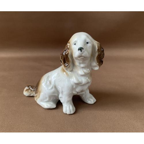 Фарфор Статуэтка Собака спаниэль Скульптурна композиція Спанієль сидить
