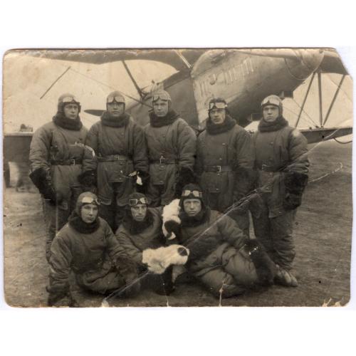Фото Летчики Самолет Тамбов 1934 Группа учлетов
