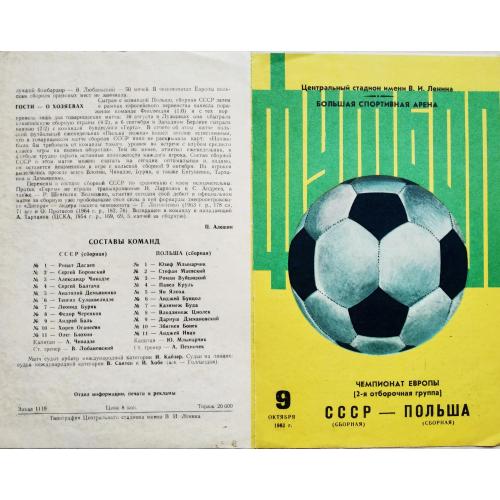 Футбол Программа СССР Польша Чемпионат Европы 1983 Football Program USSR Poland Лобановский Блохин