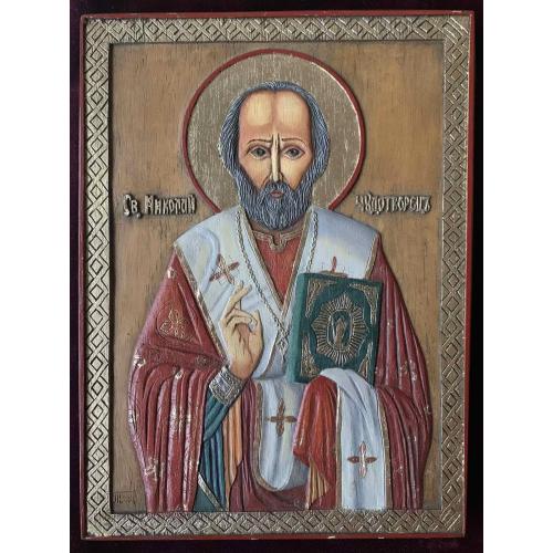 Икона резная Святой Николай 