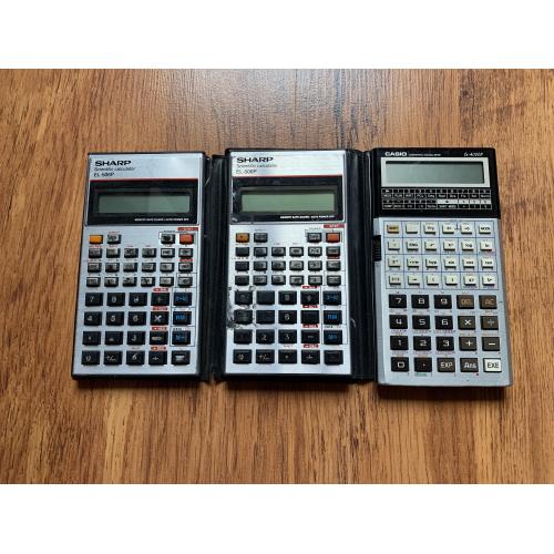 Калькулятор Sharp EL-506P и Casio fx4000P Лот 3 шт. Electronic Calculator Vintage 