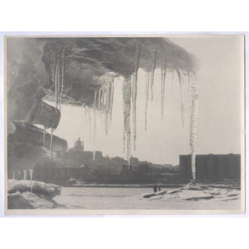 Киев Зимний вид на Подол и Андреевскую церковь с Труханова острова Днепр