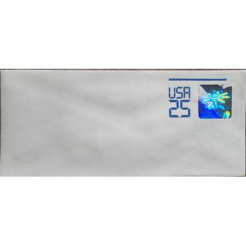 Конверт маркированный США 25 центов Марка Голограмма Космос Postage stamped envelope USA Space