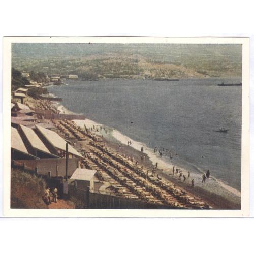 Крым Ялта Пляж Изогиз 1953 Фото М. Альперт Море Горы Crimea Yalta 