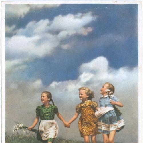 Открытка Изд. Германия ГДР 1953 год Дети Ребенок Девочка Одежда Пропаганда