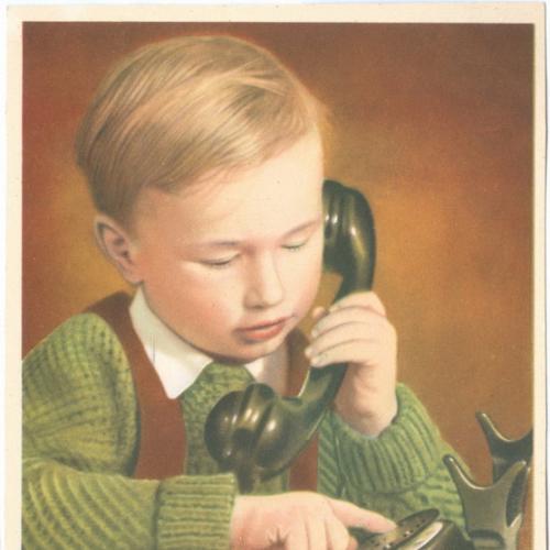 Открытка Изд. Германия ГДР Дети Ребенок Мальчик Одежда Телефон Пропаганда