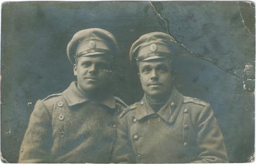 Открытка Кабинетное фото Военные Униформа Погоны Фотография Проскуров 1916 год  Империя