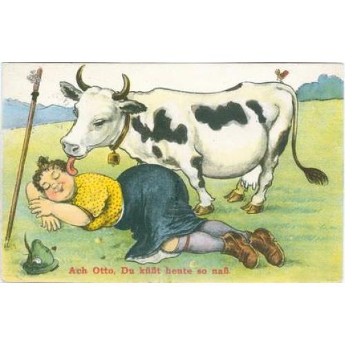 Открытка Корова Почта 1930 Deutsches Reich Cow Юмор