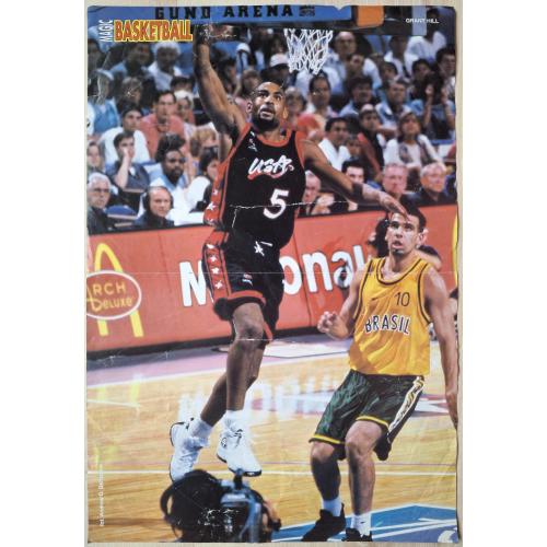  Постер Баскетбол Грант Хилл Анферни Хардуэй Basketball Vintage Poster Grant Hill Anfernee Hardaway