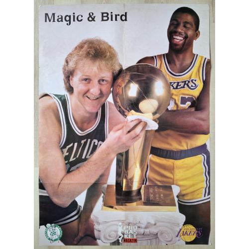 Плакат Постер НБА Баскетбол Мэджик Джонсон Ларри Берд NBA Basketball Vintage Poster Magic &amp; Bird 