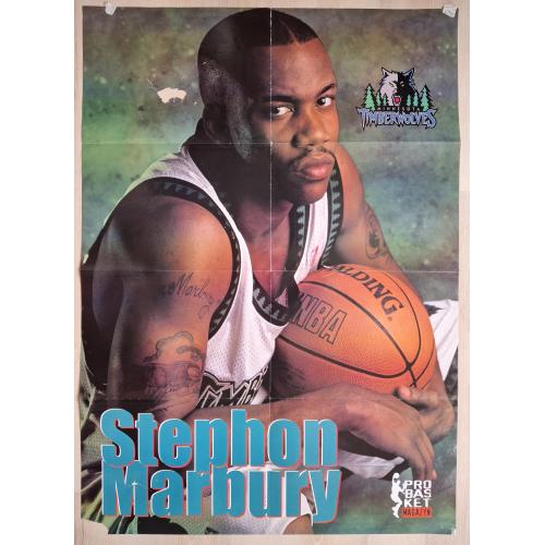 Плакат Постер НБА Баскетбол Стефон Марбери NBA Basketball Vintage Poster Stephon Marbury