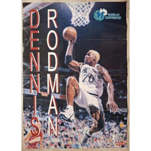 Плакат Постер НБА Баскетбол Деннис Родман NBA Basketball Vintage Poster Dennis Rodman