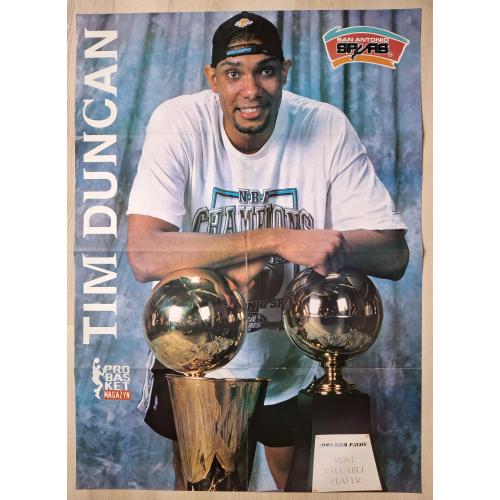 Плакат Постер НБА Баскетбол Тим Данкан NBA Basketball Vintage Poster Tim Duncan