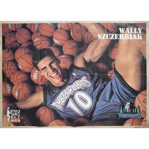 Плакат Постер НБА Баскетбол Уолли Щербяк NBA Basketball Vintage Poster Wally Szczerbiak