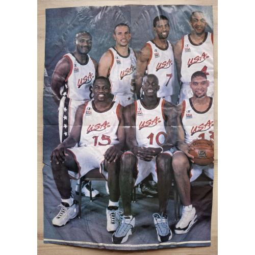 Плакат Постер НБА Баскетбол Команда мечты 2000 NBA Basketball Vintage Poster Dream team 2000