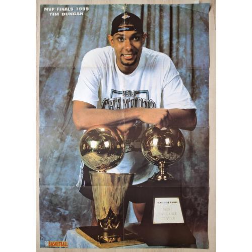 Плакат Постер Баскетбол Данкан Basketball Vintage Poster Tim Duncan Latrell Sprewell Allan Houston 