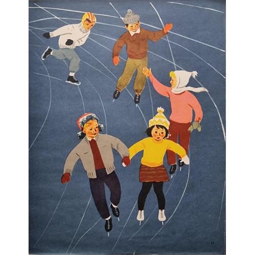 Плакат СССР На катке Фигурное катание Коньки Дети USSR Poster Figure skating Skates Children