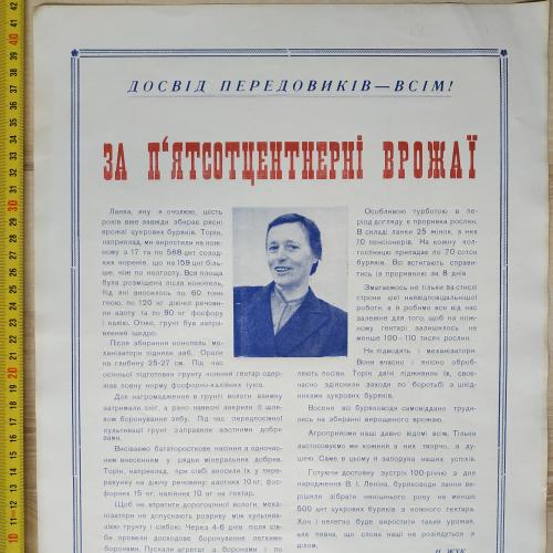 Плакат За 500 процентные урожаи Кролевецкий район Сумская область 1969 год Агитация Пропаганда СССР