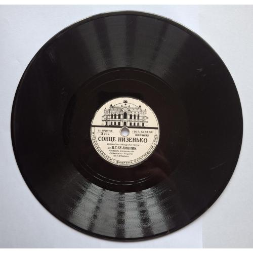 Винил Пластинка патефон Київ П. Белинник Їхав козак за Дунай Сонце низенько Ансамль бандуристов