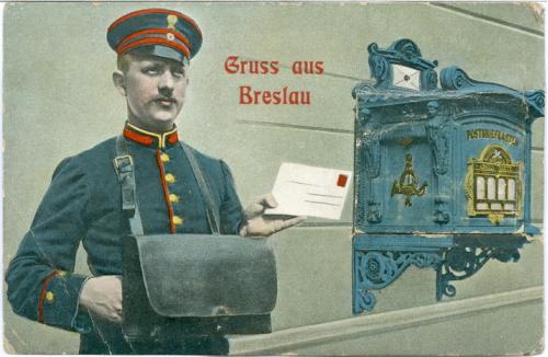 Почтальон Вроцлав Бреславль Бреслау Польша Gruss aus Breslau Почта 1911 год Корсунь