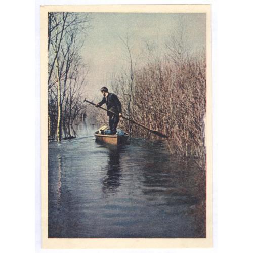 По разливам Ильменя Фото В. Гиппенрейтер Издательство Правда 1958 Паводок Лодка