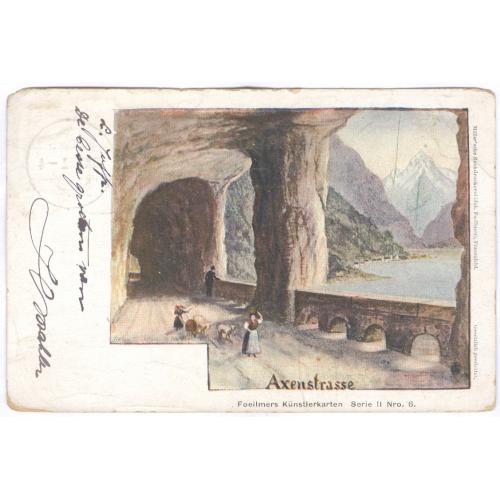 Швейцария Аксенштрассе 1899 Почта Бруннен Нумеген Гостиница Отель Axenstrasse Hotel Brunnen Numegen