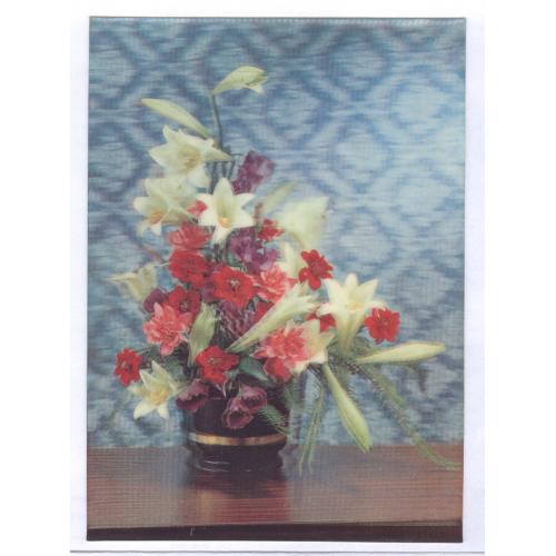 Стерео Открытка Цветы розы ваза Издано в Цюрихе