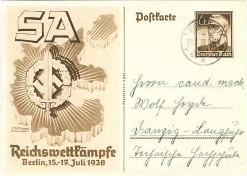 Третий Рейх Вторая мировая война Германия  Почта 1938 год Фельдпост