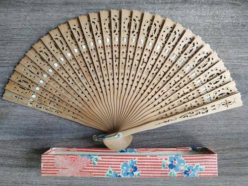 Веер деревянный Китай 1950-е годы Винтаж Мода Chinese fan
