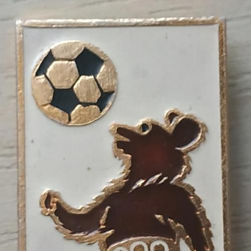 Значок Киев Олимпиада 80 Футбол Медведь Спорт СССР Badge Olympic Games 80 Football Bear Kiev USSR