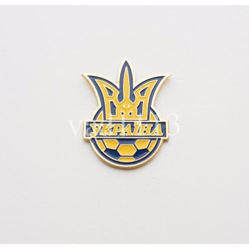 Футбол. Большой позолоченный значок  Федерация футбола Украины 32 мм.