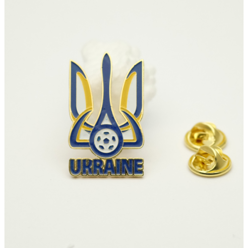 Футбол. Большой позолоченный значок  Федерация футбола Украины 32 мм.