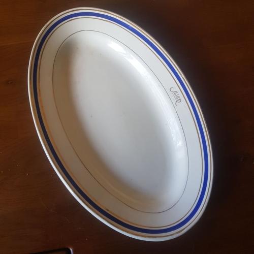 Блюдо-столовое ММФ Минестерство морского флота СССР. 37 х 23 см. Клеймо-Буды