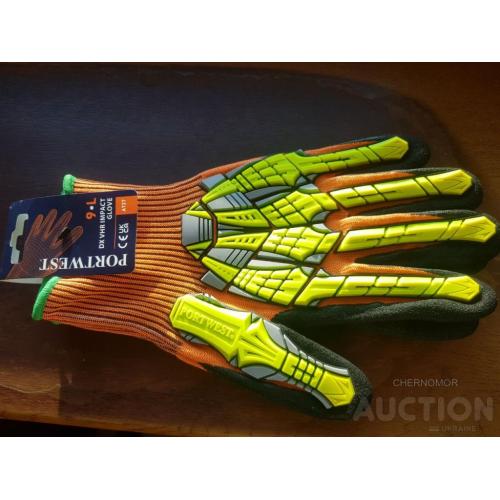 Перчатки рабочие прорезиненные Portwest светоотражающие